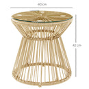 Outsunny PE Rattan End Table, Round Hollow Drum Design Side Table, Natural