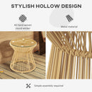 Outsunny PE Rattan End Table, Round Hollow Drum Design Side Table, Natural