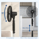 HOMCOM 12V DC Standing Fan with 75° Oscillation Mosquito Repellent Function