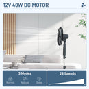 HOMCOM 12V DC Standing Fan with 75° Oscillation Mosquito Repellent Function