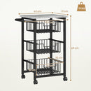 HOMCOM 4-Tier Kitchen Island on Wheels with 4 Pull-Out Baskets, Light Grey