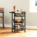 HOMCOM 4-Tier Kitchen Island on Wheels with 4 Pull-Out Baskets, Light Grey