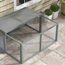 PawHut Wooden Folding Rabbit Run for 2-3 Rabbits, Guinea Pig, Grey