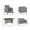 Outsunny Rattan Dining Furniture Set 6 Seater- Grey
