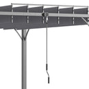 Outsunny 4 x 3(m) Outdoor Louvered Metal Pergola with Retractable Roof, Grey