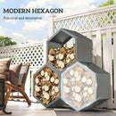 Outsunny Grey steel Firewood Log Rack Fireplace Log Holder for Indoor Outdoor