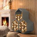Outsunny Grey steel Firewood Log Rack Fireplace Log Holder for Indoor Outdoor