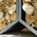 Outsunny Grey steel Firewood Log Rack Fireplace Log Holder for Indoor Outdoor