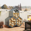 Outsunny Grey steel Firewood Log Rack Fireplace Log Holder for Indoor Outdoor