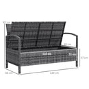 Outsunny Rattan Garden Bench w/ 125L Storage, Cushioned Outdoor Bench