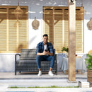 Outsunny Rattan Garden Bench w/ 125L Storage, Cushioned Outdoor Bench