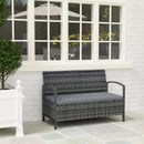 Outsunny Rattan Garden Bench w/ 125L Storage, Cushioned Outdoor Bench