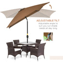 Outsunny 3x2m Patio Parasol Canopy Tilt Crank 6 Ribs Sun Shade Garden Brown