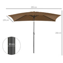 Outsunny 3x2m Patio Parasol Canopy Tilt Crank 6 Ribs Sun Shade Garden Brown