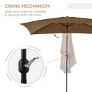 Outsunny 3x2m Patio Parasol Canopy Tilt Crank 6 Ribs Sun Shade Garden Brown