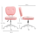 Vinsetto Vanity Task Chair with Adjustable Height, Armless, Pink