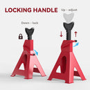 HOMCOM Axle Stands, Adjustable Car Jack Stands, Pack of 2 - Red