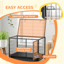 PawHut Heavy Duty Dog Crate on Wheels w/ Bowl Holder, Removable Tray