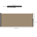 Outsunny Side Awning Retractable, Privacy Screen, 400x160cm
