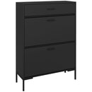 HOMCOM Shoe Storage Cupboard with 2 Flip Doors and Sliding out Drawer, Black