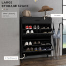 HOMCOM Shoe Storage Cupboard with 2 Flip Doors and Sliding out Drawer, Black