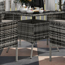 Outsunny Rattan Outdoor Dining Table and Chairs for 4 with Cushions, Grey