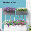 Outsunny Set of 2 Hanging Flower Boxes, 50 cm Long, Rattan Look