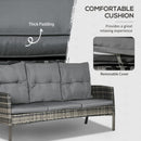 Outsunny 6 Pieces Rattan Garden Furniture Sofa Set, Grey