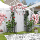 Outsunny Metal Garden Arbor Arch Gate w/ 2 Side Planter Boxes & Vine Frame