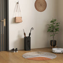 HOMCOM Square Umbrella Holder with Hooks and Water Tray for Entryway Black