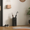 HOMCOM Square Umbrella Holder with Hooks and Water Tray for Entryway Black