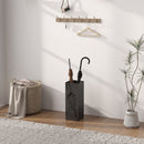 HOMCOM Square Umbrella Holder with Hooks and Water Tray for Entryway Black
