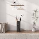 HOMCOM Square Umbrella Holder with Hooks and Water Tray for Entryway Black