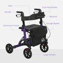 HOMCOM Folding Rollator Walker with Seat, Backrest, Bag, 4 Wheels