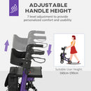 HOMCOM Folding Rollator Walker with Seat, Backrest, Bag, 4 Wheels