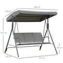 Outsunny Garden Swing 3 Seater-Grey