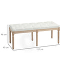 HOMCOM End of Bed Bench, Upholstered Bedroom Bench, Cream White