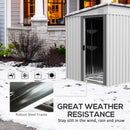 Outsunny 7 x 5FT Garden Shed w/ Foundation Lean to Metal Tool Shed White