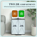 HOMCOM 2 x 20L Double Rubbish Bin, Pedal Bin with Soft-Close Lid, Light Green