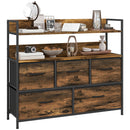 HOMCOM Bedroom Chest of Drawers 5 Drawer Dresser w/ Shelves