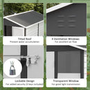 Outsunny 9'x6' Galvanised Metal Garden Shed Tool Storage Shed for Patio Grey