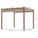 Outsunny 3 x 3(m) Aluminium Garden Pergola with Retractable Roof, Natural