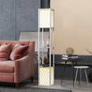 HOMCOM 2-Light Modern Floor Lamp with Shelves for Living Room, Bedroom