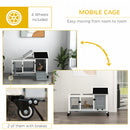 PawHut Wooden Rabbit Hutch, Small Animal House w/ Wheels, Removable Tray