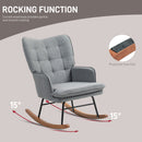 HOMCOM Rocking Chair with Footstool Fabric Wingback Chair for Bedroom Grey