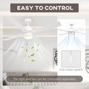 HOMCOM Mounting Reversible Ceiling Fan With Light, Pull-chain