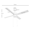 HOMCOM Mounting Reversible Ceiling Fan With Light, Pull-chain