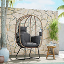 Outsunny Rattan Garden Egg Chair with Thickened Cushion, Headrest, Grey