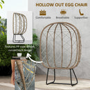 Outsunny Rattan Garden Egg Chair with Thickened Cushion, Headrest, Grey