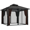 Outsunny 3x3(m) Hardtop Gazebo with Polycarbonate Roof & Sides, Grey